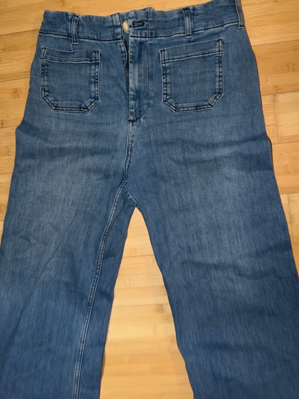Anthropologie Medium Blue High-Rise Wide-Leg Jeans - Picture 2 of 4